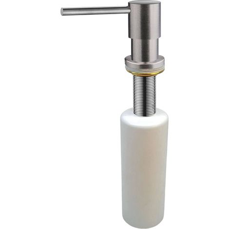 Kibath Dosificador de Gel para empotrar en encimera redondo acabado NIQUEL cepillado fabricado en latón (1/5)