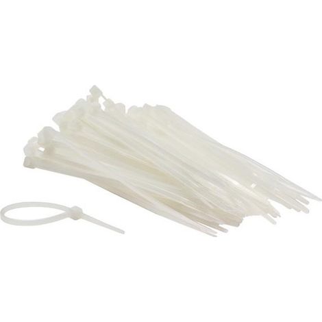 Jeu de serre-cables en nylon - 2 5 x 100 mm - blanc (100 pcs)