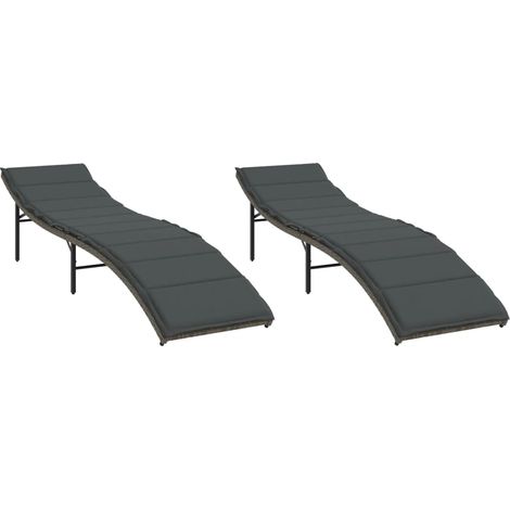 Maison Exclusive - Lettini Prendisole 2 pz con Cuscini Grigio in Polyrattan
