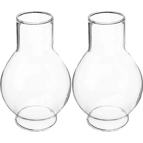Lot de 2 abat-jour en verre transparent, cheminée haute, support coupe-vent, couvercle en verre transparent pour accessoires de table à manger. (1/5)