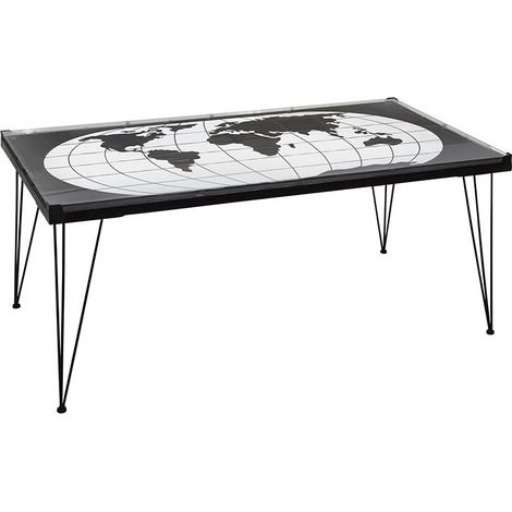 Table basse en métal imprimé mappemonde (1/4)
