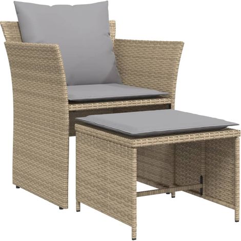 Maison Exclusive - Gartenstuhl mit Fußhocker Beige Poly Rattan