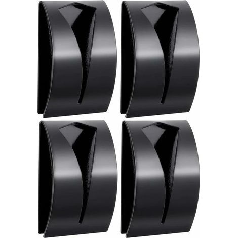 4pcs Black Kitchen Towel Holder, Stainless Steel Self Adhesive Hooks, No Drilling Wall Mounted Towel Rack, Towel Bar