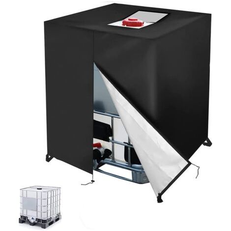 Bache pour Cuve 1000L IBC,Housse de Protection, Anti-UV Anti-poussière Couverture Container Réservoir IBC,Bâche de Protection, éTanche,(noir,120 x 100 x 116 cm)