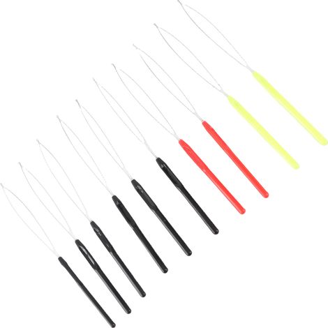 Lot de 10 aiguilles à boucle pour extensions de cheveux, avec manche en plastique et finition métal brillant et léger. (1/5)