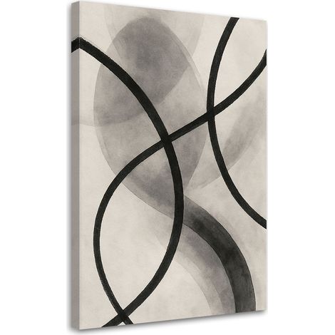 Quadro su tela, Astrattismo Linee Nero Grigio Minimalismo - 40x60 (1/3)