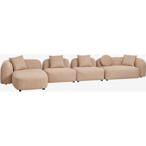 Divano chaise longue sinistro componibile in 4 pezzi in ciniglia Coco SKLUM