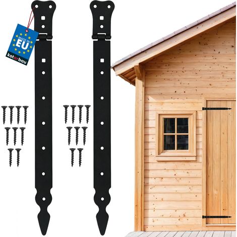 KOTARBAU® Scharniere für Türen, Fensterläden, Tore und Gartenpavillons, Stahl, Schwarz, 400 mm, 2er-Set