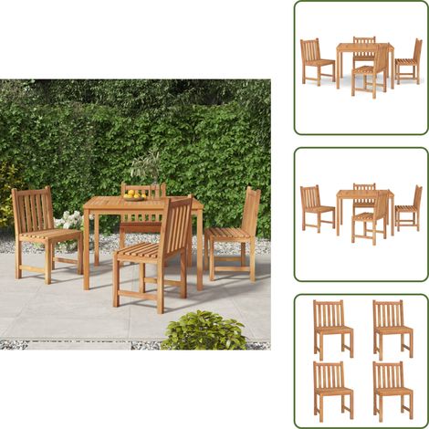 Ensemble à manger de jardin 5pcs Bois de teck massif - Meubles De Jardin - Salon De Jardin - Set De Table - Table De Jardin - Chaises De Jardin (1/5)