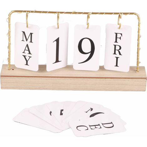 Calendrier Perpétuel En Bois - Support De Bureau Rotatif Manuel - Décoration Pour Maison Et Bureau - 1 Pièce (1/5)