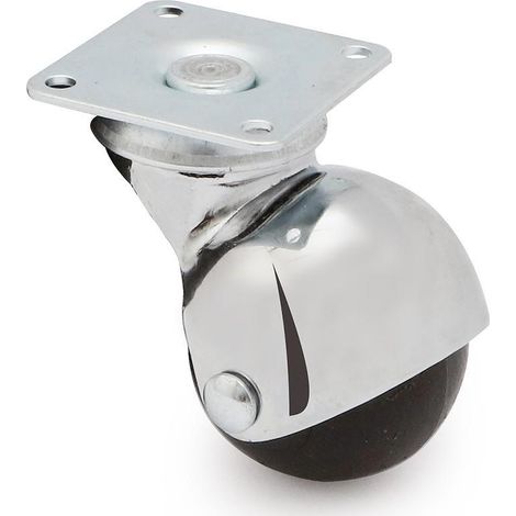 Q&Q rueda giratoria ø40 aro de goma negro h58 plástico cromo (1/2)