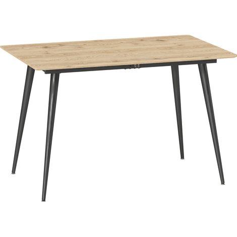 Ausziehbarer Esstisch 120/160 x 75 cm aus MDF mit Stahlbeinen, natur (1/5)