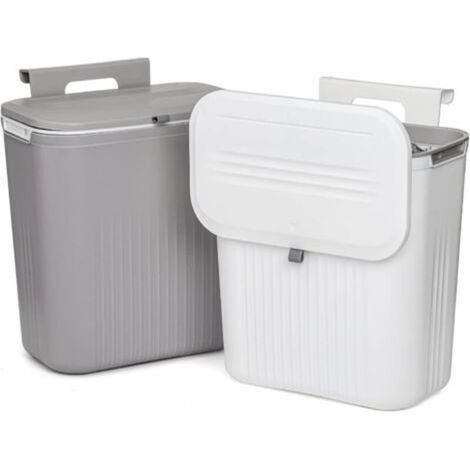 Sunxury – 2-teiliger Untertisch-Abfalleimer – Hängender Abfalleimer mit Deckel – 9 Liter Fassungsvermögen – BPA-freier, geruchloser Kunststoff – Wand- oder Arbeitsplattenmontage (1/5)