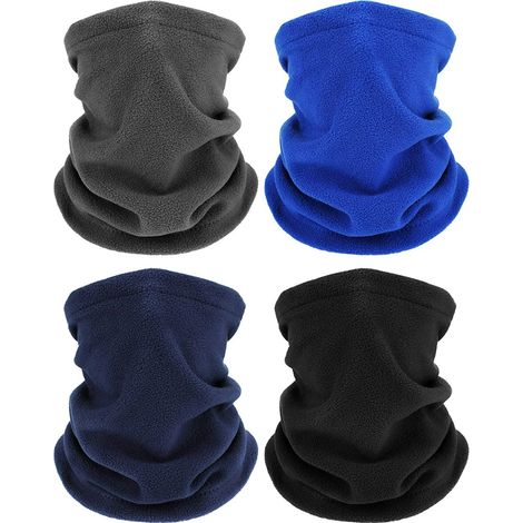 Lot de 4 cache-cou d'hiver coupe-vent et protection faciale (noir, bleu, gris foncé, bleu marine) (1/5)