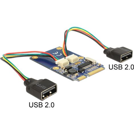 Minipcie i/o pcie full size 2 x usb 2.0 delock