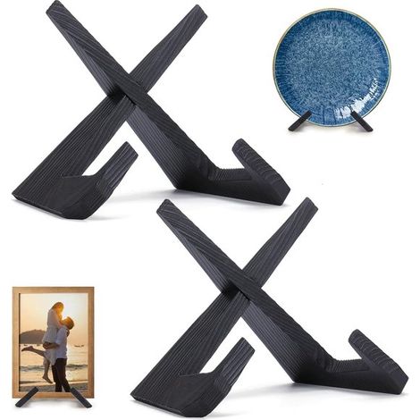 Lot de 2 supports pour livres de cuisine - Supports pour livres de cuisine - Supports pour partitions - Supports pour assiettes - Faciles à assembler - Robustes et durables - Pour assiettes, cadres ph (1/5)