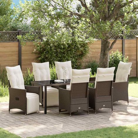 Conjunto de Comedor de Jardín 7 pcs Marrón ratán sintético vidaXL (1/5)