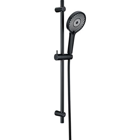 Barre de Système de Douche 70cm avec Douchette à Main 3 Jets et Tuyau Flexible, Colonne Douche Sans Mitigeur, Acier Inox 304 Noir Lot de 3 barres de douche pivotantes à 360° en acier inoxydable avec (1/5)