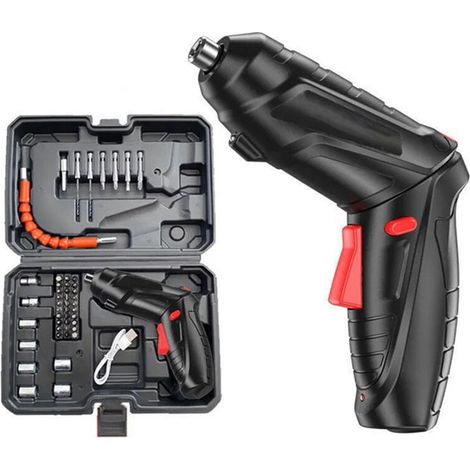 Mini tournevis électrique rechargeable avec poignée rotative 90°-180°, LED, sans fil, perceuse et tournevis électrique (1/5)