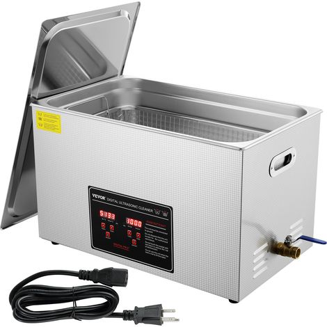 VEVOR Pulitore a Ultrasuoni Display Digitale in Acciaio Inox Capienza 30 Litri con Riscaldamento Tempo Temperatura Regolabile, Macchina Pulitrice a Ultrasuoni per Gioielli Occhiali Orologi Laboratorio