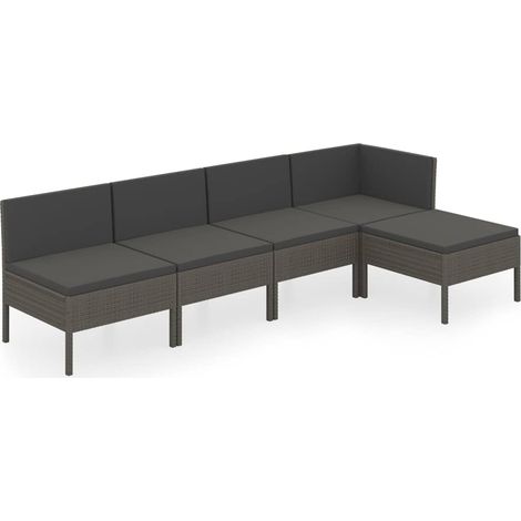 Maison Exclusive - 5-tlg. Garten-Lounge-Set mit Auflagen Poly Rat (1/5)