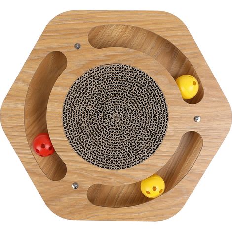Aire de Jeux pour Chat Jouet Interactif pour Chat Griffoir en Carton Ondulé pour Chat Balles à Chasser pour Chat Aire de Jeux Pratique Aire Hexagone