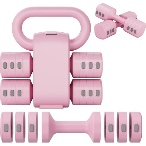Verstellbare Hanteln Frauen Set, 1-5kg Kurzhanteln 2er Set, 4-in-1 Dumbbell Set für Frauen und Männer, Gewichte Hantel für Home Gym, Krafttraining Zuhause Rosa (1/5)