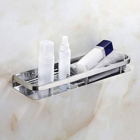 Vtizikl Serviteurs de Douche Étagère de Douche INOX SUS304 Étagère Salle de Bain Murale Panier de Douche Rectangulaire Chrome (1/5)