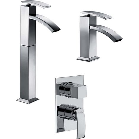 Set miscelatori lavabo alto + bidet + incasso doccia con deviatore Jacuzzi rubinetteria Glint ottone cromato (1/5)