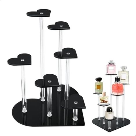 Vitrine à parfum en forme de cœur, noire, pour cosmétiques, bijoux, gâteaux, étagères de salon et de salle à manger (1/5)