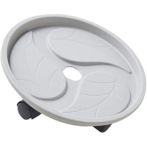 QORVA-Support à plantes mobile rond avec roulettes, plateau et porte-pots de fleurs pour intérieur et extérieur, gris, 24 cm (9,4 pouces).