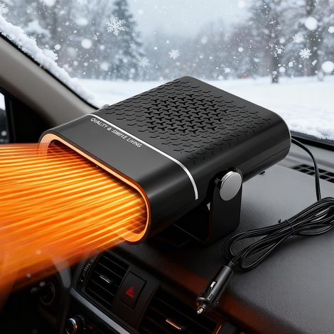 Chauffage de voiture 12 V, 150 W, support de dégivrage rotatif à 360°, chauffage automatique portable, anti-buée, prise allume-cigare, refroidissement et chauffage 2 en 1 pour un chauffage (1/5)