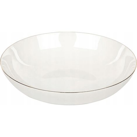 Assiette plate Bella en céramique blanche profonde avec bordure dorée 20 cm 1 pièce.