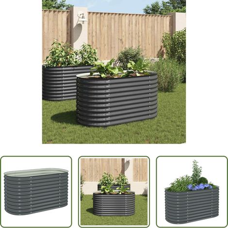 Pot de plantes - Lit surélevé de jardin 160x80x81 cm Acier galvanisé Gris (1/5)