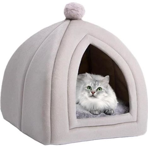 Lit Niche pour Chat D’intérieur, Grotte pour Chat Niche Interieur Respirant Maison Chat Lit pour Chat Lavable Abri Chaud pour Chat (1/4)