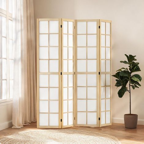 Paravent pliable en bois naturel 160 x 170 cm 160 x 1,7 x 170 cm (1/5)