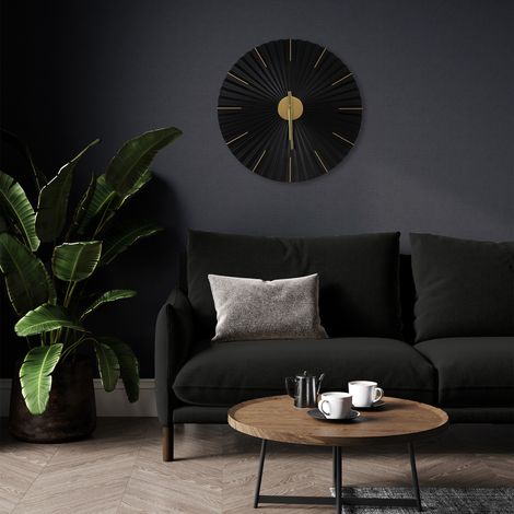 Horloge murale moderne Origami 59 x 59cm Noir, or