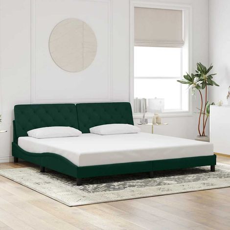 vidaXL Estructura cama sin colchón terciopelo verde oscuro 200x200 cm (1/5)