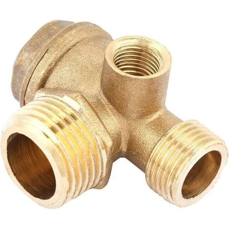 Clapet anti-retour à trois voies, Clapet Anti-Retour de compresseur d'air, Clapet Anti-Retour fileté mâle en Laiton à 3 Ports, Outil de connecteur de Tube de clapet fileté pneumatique Accessoires (1/5)