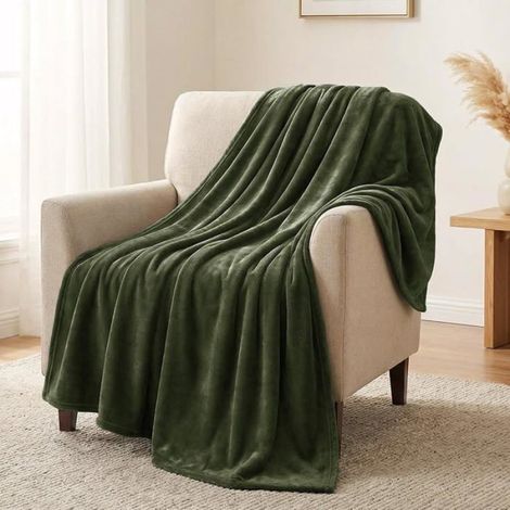 Couverture - Microfibre 260 g/m2 - 150x200 cm - Vert Olive - OEKO-TEX Standard 100 (1/5)