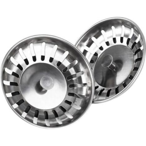 Lot de 2 Bouchon Evier Cuisine INOX, Filtre Evier Cuisine Universel 78MM, Bouchon de Bonde Evier Antiblocage en Acier Inoxydable, pour Cuisine et Salle de Bain (1/5)