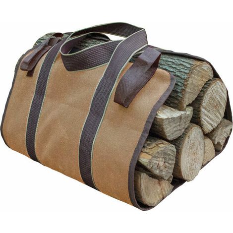 Log Basket and Log Bag Firewood Log Holder Canvas Fireplace Wood Carry Bag Extra Large Firewood Holder Indoor Firewood Baskets for Camping (1/5)