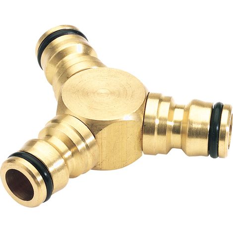 Draper Brass 3-Way Hose Connector (Model 36238) – Heavy-Duty Brass Fitting for Garden and Plumbing Applications