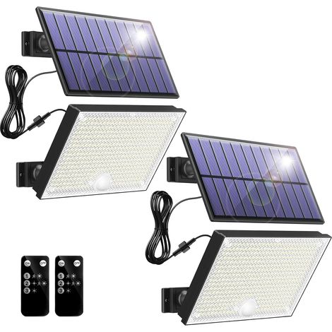 2er-Set Solar-Außenleuchten (172 LEDs) – 3 Modi, Bewegungssensor, IP65 wasserdicht, Solar-Außenbeleuchtung, LED-Solarstrahler mit 5 m Kabel für Garten & Garage (1/5)