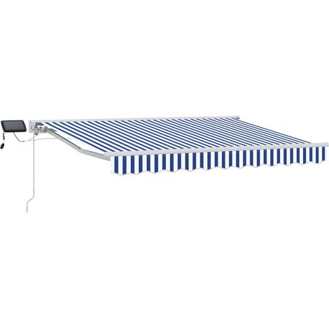 Manueller Markisenrahmen mit LEDs Blau und Weiß 3 x 2,5 m