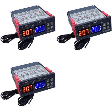 3x Dual Digital STC-3008 Temperaturregler mit zwei Relaisausgängen, Thermostatheizung und Sonde, C-JXLGV (1/5)