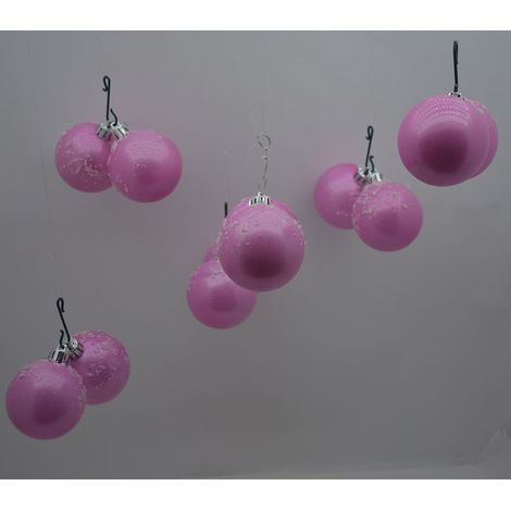 Palline rosa innevevata 6 cm 12pz da decorazioni addobbi natalizi albero di natale (1/5)