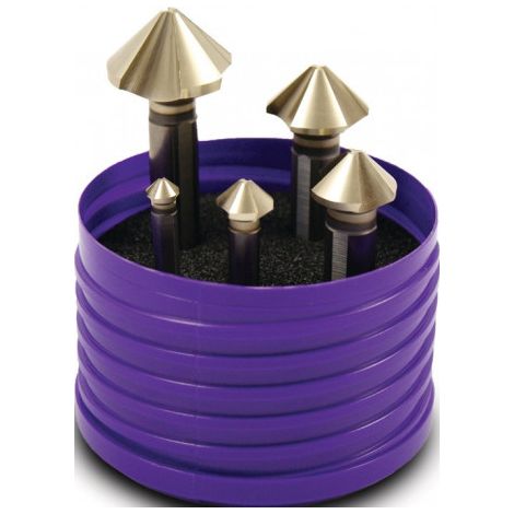 Set Foret aléseurs DIN 335C 90 Degrés EUC 6.3-25mm HSS spécial 3-Fl.schaft Ku.-Box