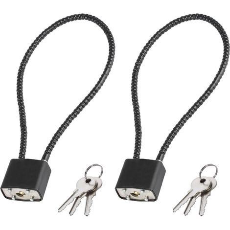 Serrures avec clés, Serrure de câble 2 PCS avec clé, Serrure à cadenas longue robuste, Serrure à cadenas de casier, Serrures à cadenas en acier, Serrure à câble flexible (1/5)