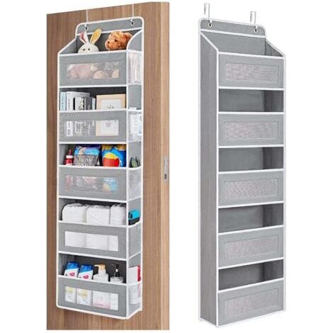 Sac de rangement suspendu derrière la porte, sac de rangement pour chaussettes suspendues non tissées avec 5 poches, peut contenir jusqu'à 44 livres (1/5)